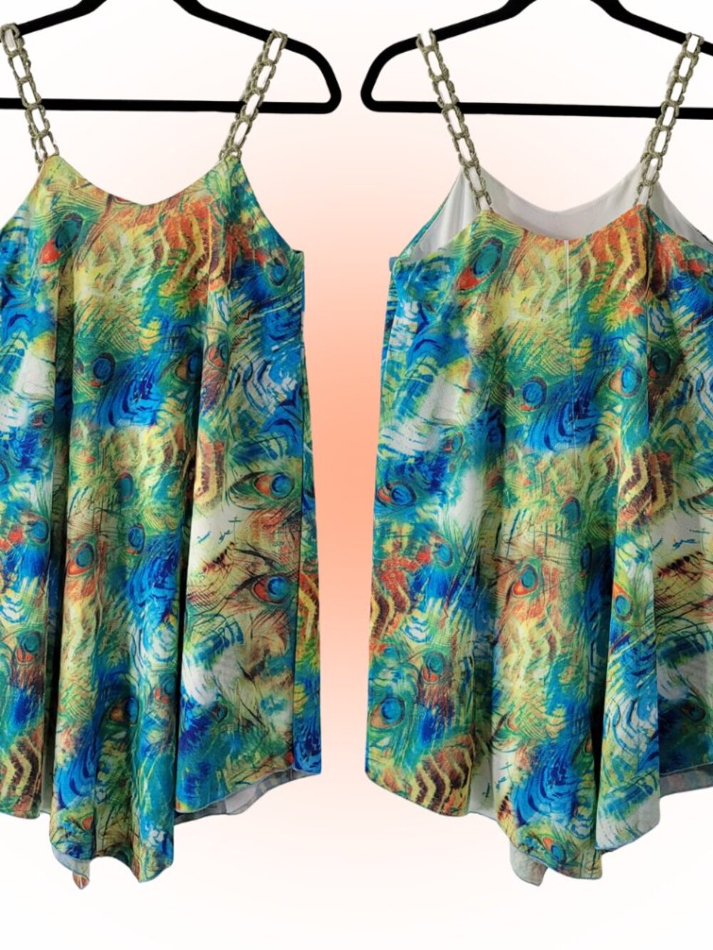 THE PYRAMID COLLECTION ABSTRACT WOVEN STRAP WOMEN'S SUN DRESS EUC S M